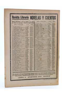 Contracubierta de REVISTA LITERARIA NOVELAS Y CUENTOS 186. TRÁGICA AVENTURA DE BAILE DE MÁSCARAS (A Houssaye) Dédalo 193