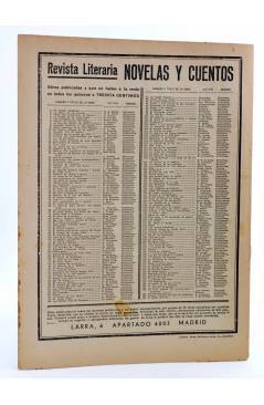 Contracubierta de REVISTA LITERARIA NOVELAS Y CUENTOS 187. EL ESPEJO CÓNCAVO (José M. Braña) Dédalo 1932
