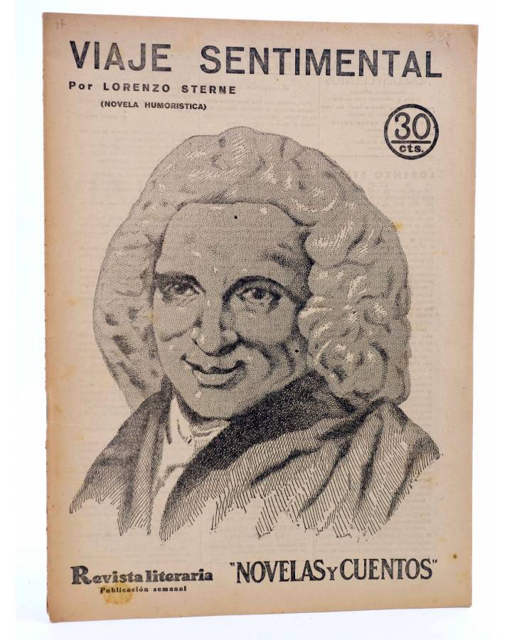 Cubierta de REVISTA LITERARIA NOVELAS Y CUENTOS 338. VIAJE SENTIMENTAL (Lorenzo Sterne) Dédalo 1935