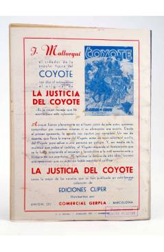 Contracubierta de EL COYOTE 25. EL SECRETO DE MAISE SYER (J. Mallorquí) Cliper 1944