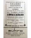 Contracubierta de PROGRAMA DE MANO. EL CABALLERO ENMASCARADO (Lesley Selander). PHILIP FRIEND CHARLES COBURN