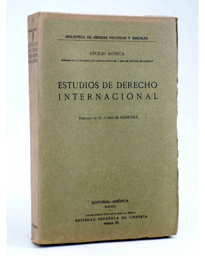 Cubierta de ESTUDIOS DE DERECHO INTERNACIONAL (Cecilio Acosta) América Circa 1915