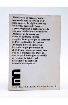 Contracubierta de BÁSICA 15 358-359. ALTHUSSER: ANTIESTALINISMO MAOISMO Y PCF… (Miguel Bayón / Benito Seoane) Castellote