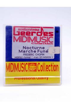 Contracubierta de NOCTURNE + MARCHE FUNÉ (Chopin) Geerdes Midisystem 1989. DISKETTE 35". ATARI MSDOS. MIDI MUSIC