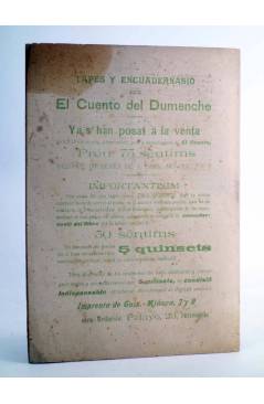 Contracubierta de EL CUENTO DEL DUMENCHE 26. FÍ DE UN IDILI (Visent Sancho Riera) Valencia 1909