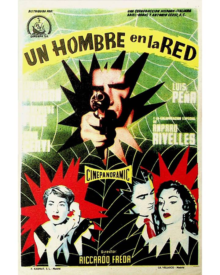 Cubierta de PROGRAMA DE MANO. UN HOMBRE EN LA RED. Edmund Purdon. CP (Riccardo Freda) 1958