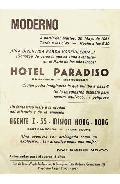 Contracubierta de PROGRAMA DE MANO. HOTEL PARADISO. Alec Guiness Gina Lollobrigida. CP (Peter Glenville) 1966