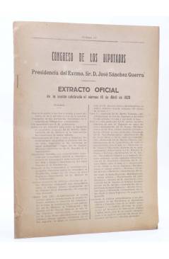 Cubierta de CONGRESO DE LOS DIPUTADOS EXTRACTO OFICIAL Nº 107. Sesión Viernes 16 Abril de 1920. Madrid 1920