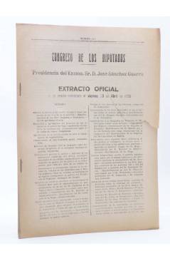 Cubierta de CONGRESO DE LOS DIPUTADOS EXTRACTO OFICIAL Nº 111. Sesión Viernes 23 Abril de 1920. Madrid 1920
