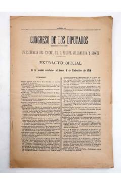 Muestra 1 de CONGRESO DE LOS DIPUTADOS. EXTRACTO OFICIAL LOTE DE 6. NÚMS 106 A 111. Del 4-9 Dic 1916. Madrid 1916