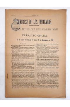 Muestra 8 de CONGRESO DE LOS DIPUTADOS. EXTRACTO OFICIAL LOTE DE 10. NÚMS 113 A 122. Del 11 al 21 Dic 1916. Madrid 1916