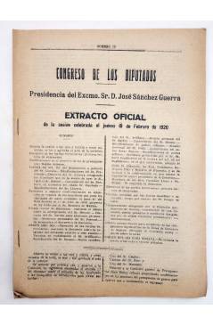 Muestra 6 de CONGRESO DE LOS DIPUTADOS. EXTRACTO OFICIAL LOTE DE 25. NÚMS 68 A 92. Del 12/02 al 23/03 de 1920. Madrid 19