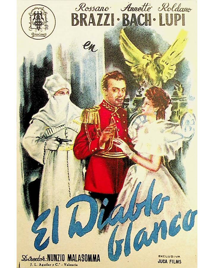 Cubierta de PROGRAMA DE MANO. EL DIABLO BLANCO. Rossano Brazzi. CP (Nunzio Malasomma) 1951
