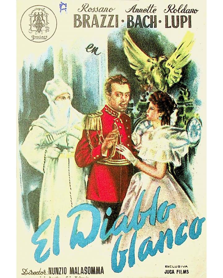 Cubierta de PROGRAMA DE MANO. EL DIABLO BLANCO. Rossano Brazzi. CP (Nunzio Malasomma) 1951