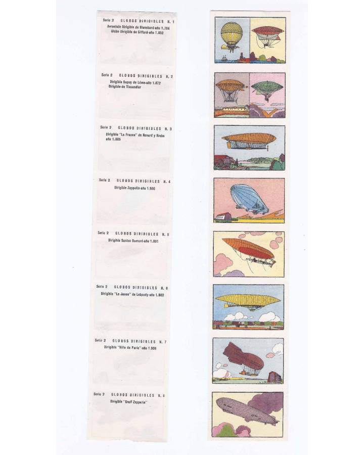 Cubierta de Serie 2 GLOBOS DIRIGIBLES. COMPLETA. 8 CROMOS EN UNA TIRA Circa 1960