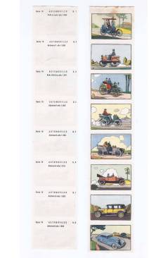 Cubierta de Serie 10 AUTOMÓVILES. COMPLETA. 8 CROMOS EN UNA TIRA Circa 1960
