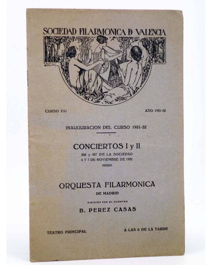 Cubierta de PROGRAMA SOCIEDAD FILARMÓNICA DE VALENCIA 356 y 357. ORQUESTA FILARMÓNICA DE MADRID (B. Pérez Casas) Valenci