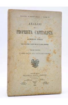 Cubierta de ANALISI DELLA PROPRIETÁ CAPITALISTA VOLUME SECONDO (Achille Loria) Fratelli Bocca 1889