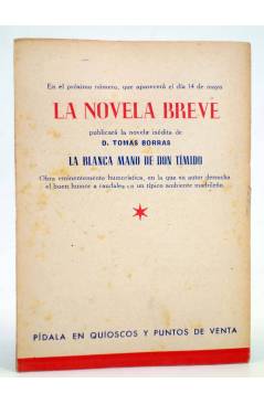Contracubierta de LA NOVELA BREVE 4. LOS CELOS DE MÓNICA (Josefina Romero) Ramón Fau 1949