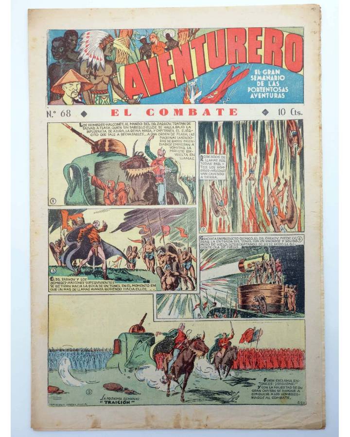 Cubierta de AVENTURERO. SEMANARIO DE LAS PORTENTOSAS AVENTURAS Nº 68 (Vvaa) Hispano Americana 1936. ORIGINAL