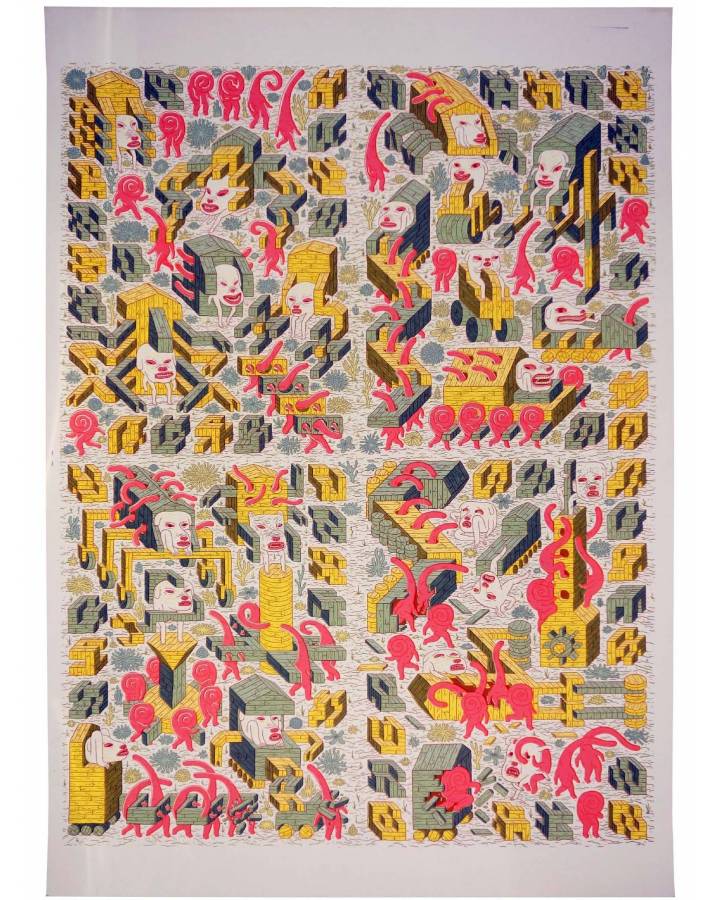 Cubierta de Serigrafía 70x100 cm.. BEST AMERICAN COMICS (Jesse Jacobs) Strane Dizioni 2019