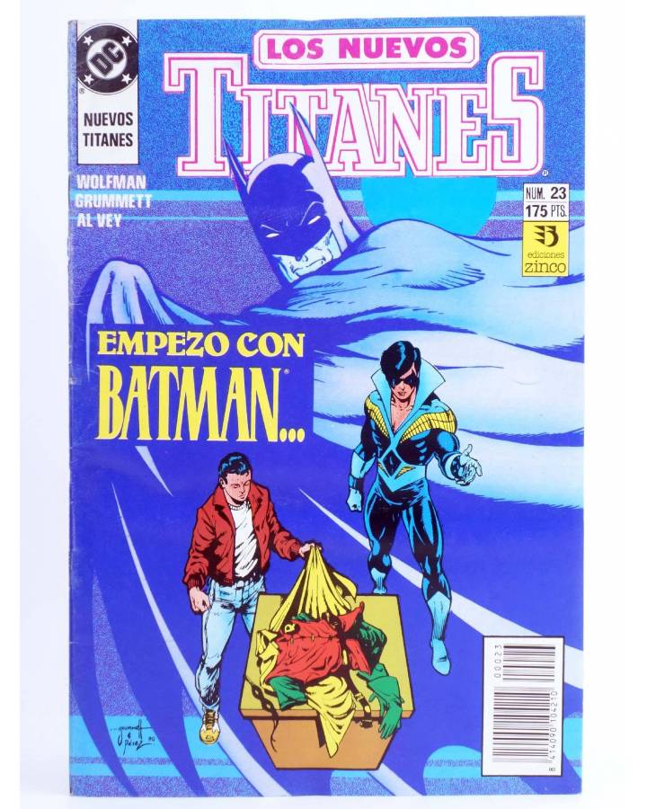 Cubierta de LOS NUEVOS TITANES 23. EMPEZÓ CON BATMAN… (Marv Wolfman / Tom Grummett) Zinco 1991