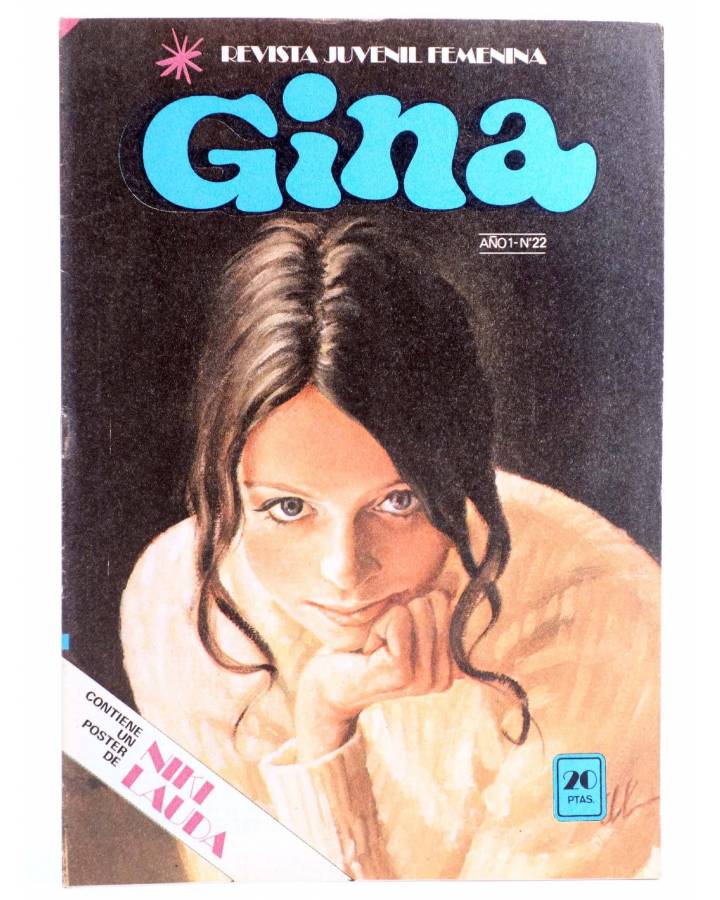 Cubierta de GINA REVISTA JUVENIL FEMENINA 22. POSTER DE NIKI LAUDA (Vvaa) Bruguera 1978