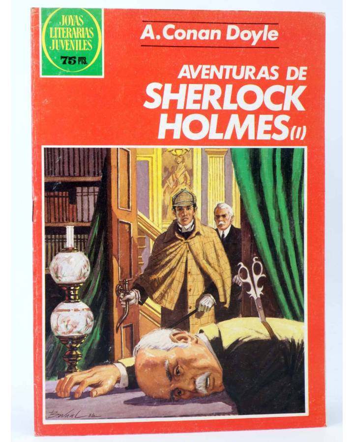 Cubierta de JOYAS LITERARIAS JUVENILES 266. AVENTURAS DE SHERLOCK HOLMES I (A. Conan Doyle) Bruguera 1983