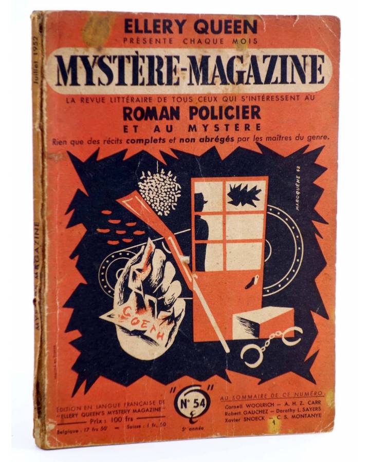 Cubierta de ELLERY QUEEN PRÉSENTE MYSTÈRE MAGAZINE 54. JUILLET (Vvaa) Opta 1952
