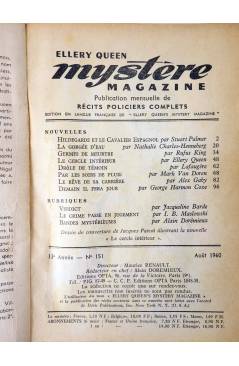 Muestra 1 de ELLERY QUEEN PRÉSENTE MYSTÈRE MAGAZINE 151. AOÛT (Vvaa) Opta 1960