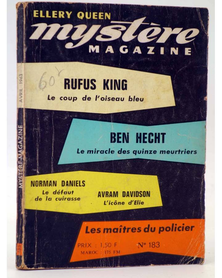 Cubierta de ELLERY QUEEN PRÉSENTE MYSTÈRE MAGAZINE 183. AVRIL (Vvaa) Opta 1963
