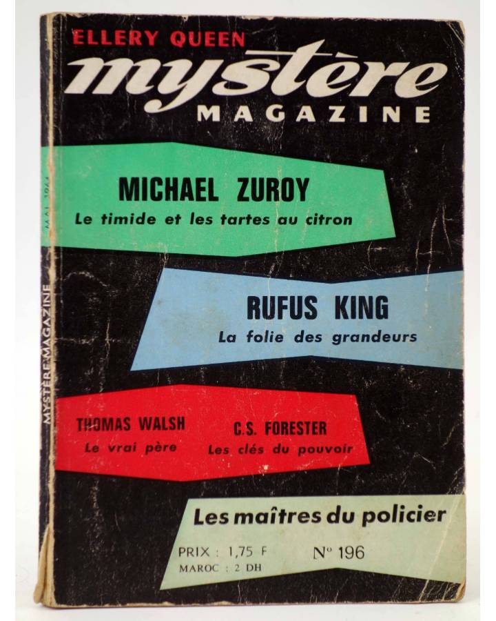 Cubierta de ELLERY QUEEN PRÉSENTE MYSTÈRE MAGAZINE 196. MAI (Vvaa) Opta 1964