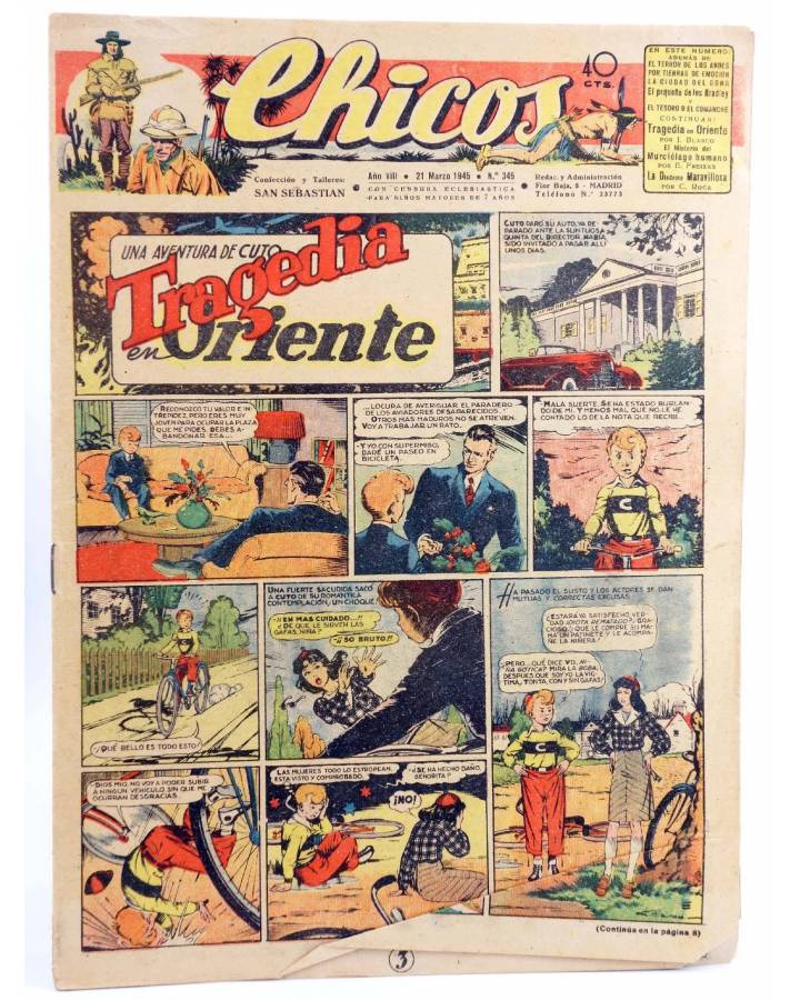 Cubierta de CHICOS 345. 21 DE MARZO DE 1945 (Vvaa) Consuelo Gil 1945. ORIGINAL