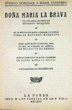 Muestra 1 de LA FARSA 23. DOÑA MARÍA LA BRAVA (Eduardo Marquina) Madrid 1928