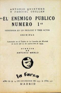 Muestra 1 de LA FARSA 430. EL ENEMIGO PÚBLICO Nº 1 (Antonio Quintero / Pascual Guillén) Madrid 1935
