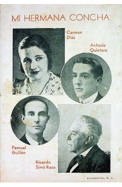 Contracubierta de LA FARSA 462. MI HERMANA CONCHA (Antonio Quintero / Pascual Guillén) Madrid 1936
