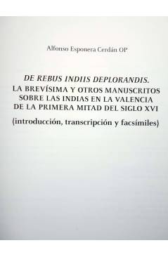 Muestra 1 de DE REBUS INDIIS DEPLORANDIS (Alfonso Esponera / Cerdán Op) Biblioteca Valenciana 2008