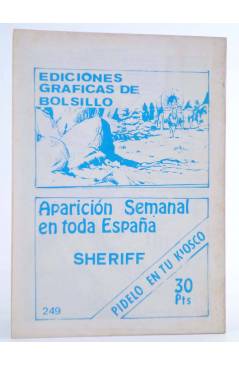 Contracubierta de COLECCIÓN OESTE SHERIFF 249. PIELES ROJAS. EL SEPULTURERO (M. Lagresa / Felez) Vilmar 1983