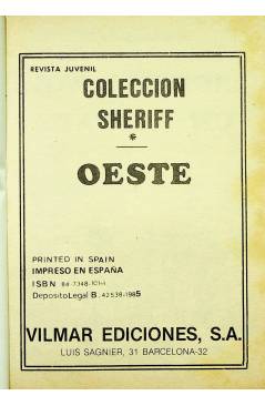 Muestra 1 de COLECCIÓN OESTE SHERIFF 276. ASTUCIA PARA UN RESCATE. Vilmar 1985