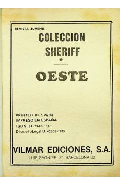 Muestra 1 de COLECCIÓN OESTE SHERIFF 282. MISIÓN COMPROMETIDA. Vilmar 1985