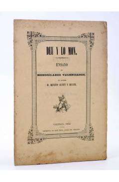 Cubierta de DEU Y LO MON. ENSAYO DE MONOSÍLABOS VALENCIANOS. ORIGINAL (Benito Altet Y Ruate) José Rius 1854