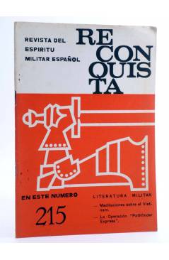 Cubierta de RECONQUISTA. REVISTA DEL ESPÍRITU MILITAR ESPAÑOL 215. NOVIEMBRE (Vvaa) Apostolado Castrense 1967