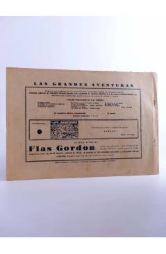 Contracubierta de FLAS GORDON LAS GRANDES AVENTURAS 4. LA PATRULLA DE LA MUERTE (Alex Raymond) Hispano Americana 1946