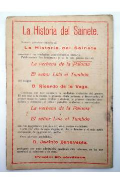 Contracubierta de LA NOVELA CÓMICA 24. LA PATRIA CHICA (S. Y J. Álvarez Quintero) Madrid 1917