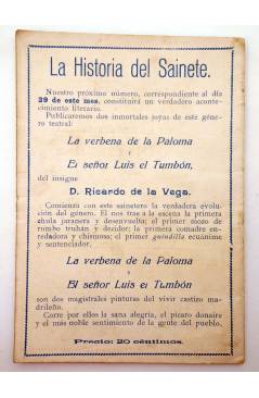 Contracubierta de LA NOVELA CÓMICA 31. LAS MOCITAS DEL BARRIO (Antonio Casero / Alejandro Larrubiera) Madrid 1917