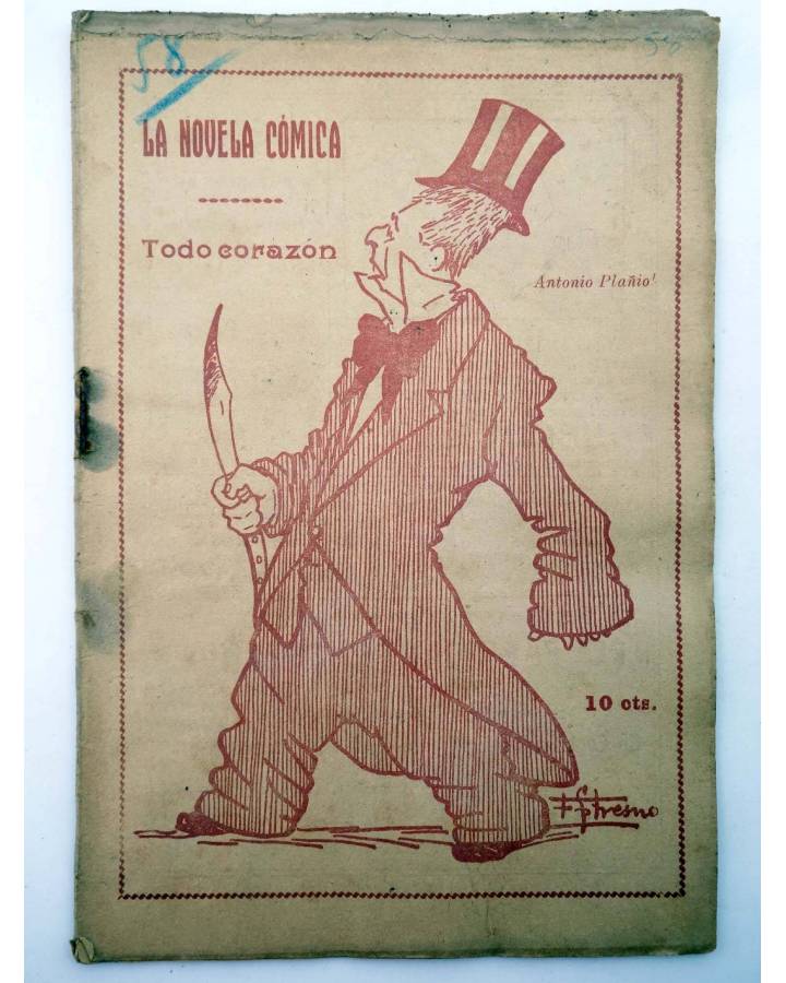 Cubierta de LA NOVELA CÓMICA 58. TODO CORAZÓN (Antonio Plañiol) Madrid 1917