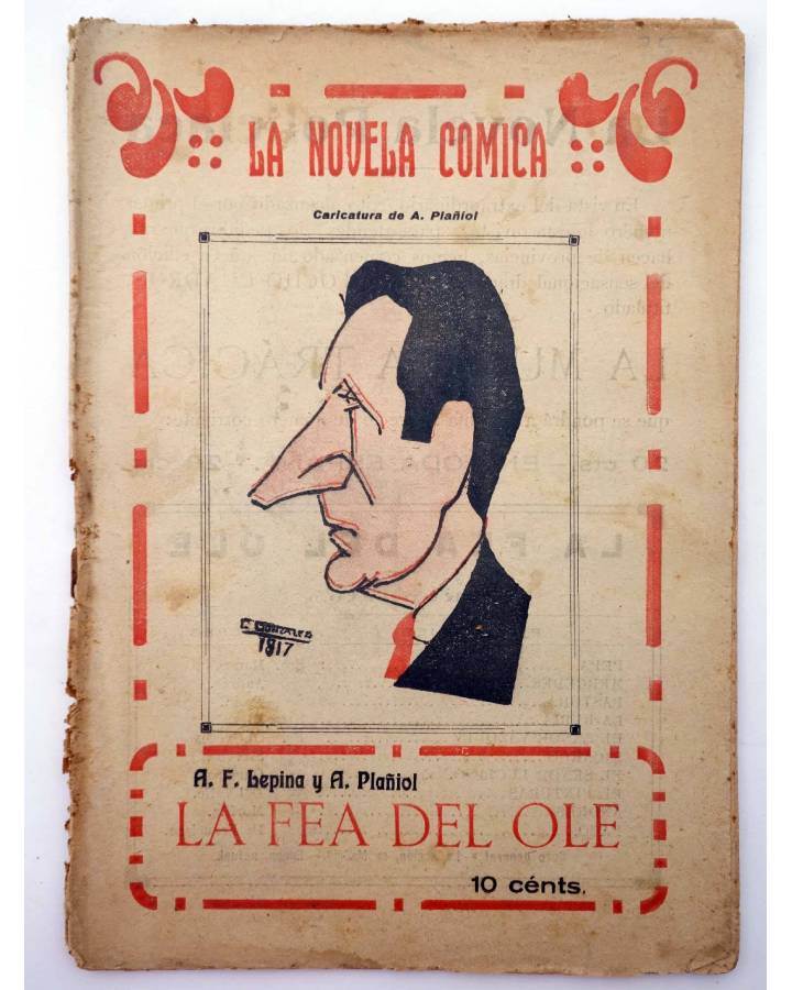 Cubierta de LA NOVELA CÓMICA 75. LA FEA DEL OLÉ (A.F. Lepiña / A. Plañiol) Madrid 1918