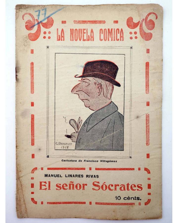 Cubierta de LA NOVELA CÓMICA 77. EL SEÑOR SÓCRATES (Manuel Linares Rivas) Madrid 1918