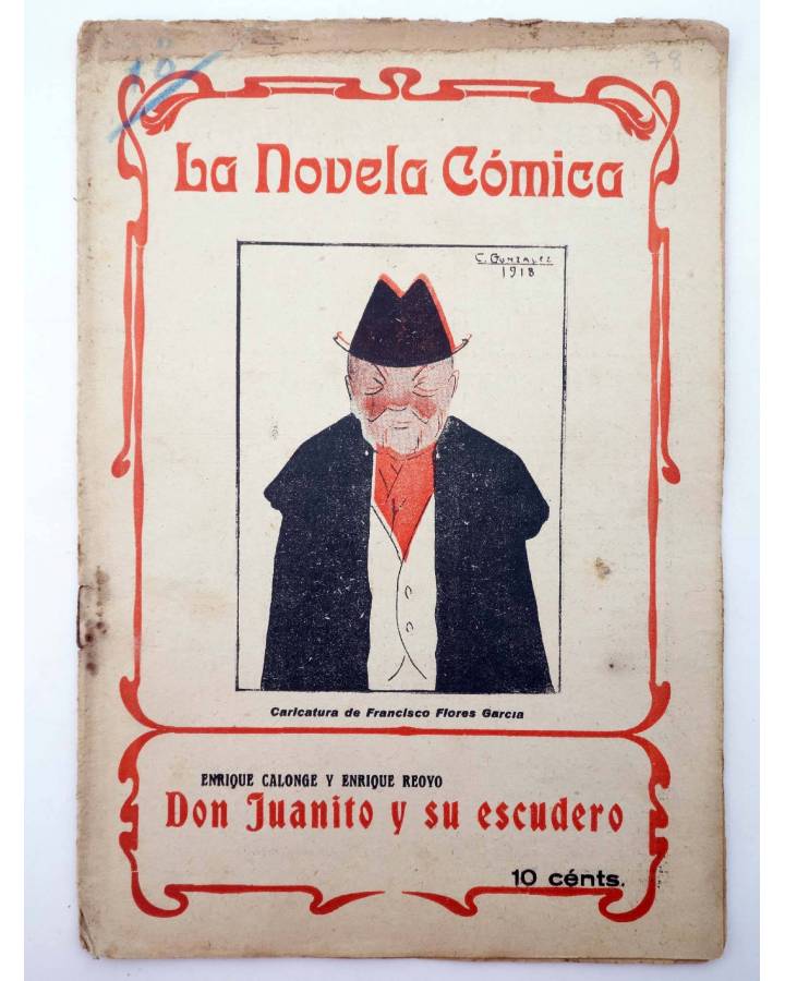 Cubierta de LA NOVELA CÓMICA 78. DON JUANITO Y SU ESCUDERO (Enrique Calonge / E. Reoyo) Madrid 1918