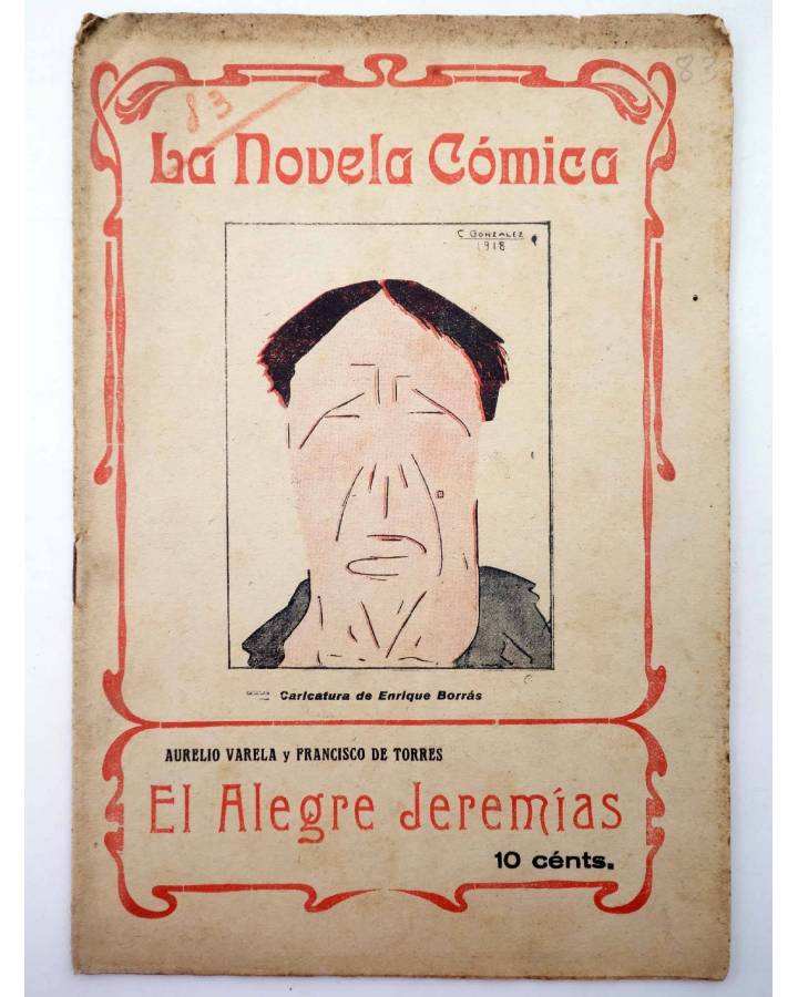 Cubierta de LA NOVELA CÓMICA 83. EL ALEGRE JEREMÍAS (Aurelio Varela / Francisco De Torres) Madrid 1918